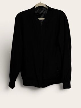 No Brand Men's Black Bomber Jacket with Zip Front